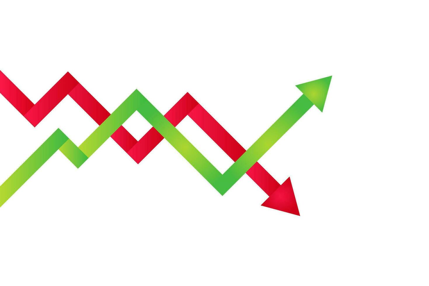 Graph going up and down arrow green and red icon. The rise and fall of business, shares, prices vector