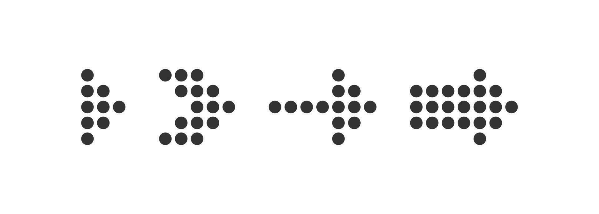 Arrows dots right icon set. Right pointer vector