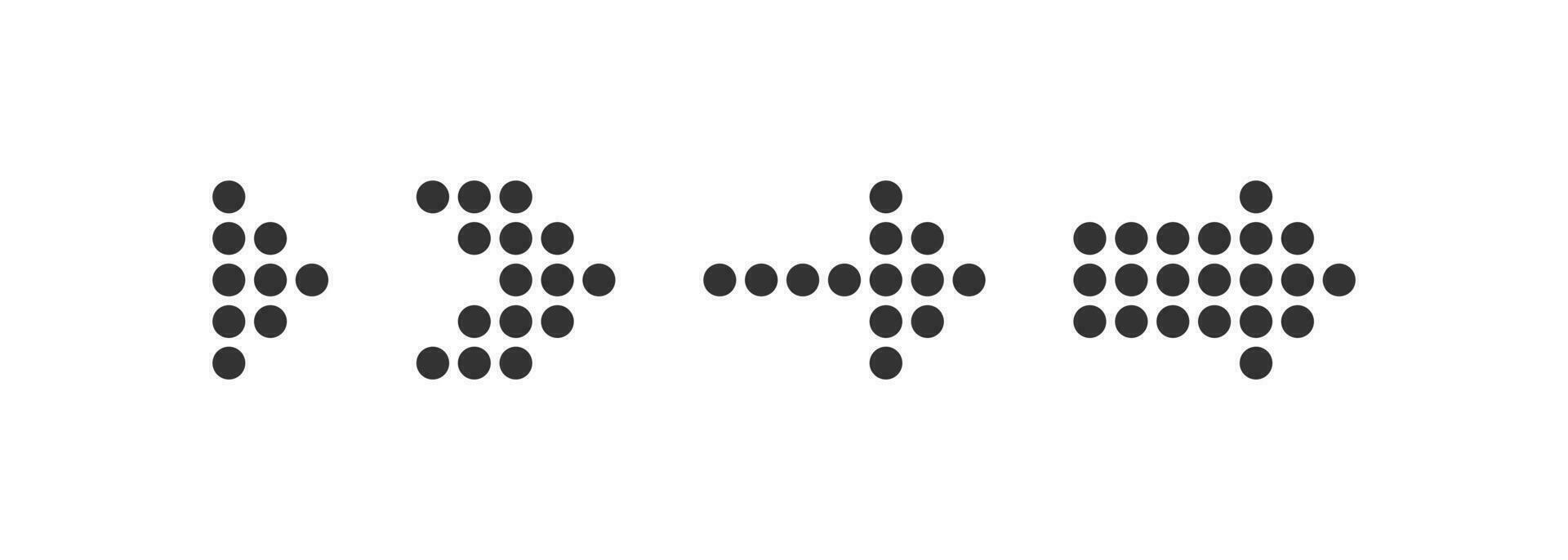 Arrows dots right icon set. Right pointer vector