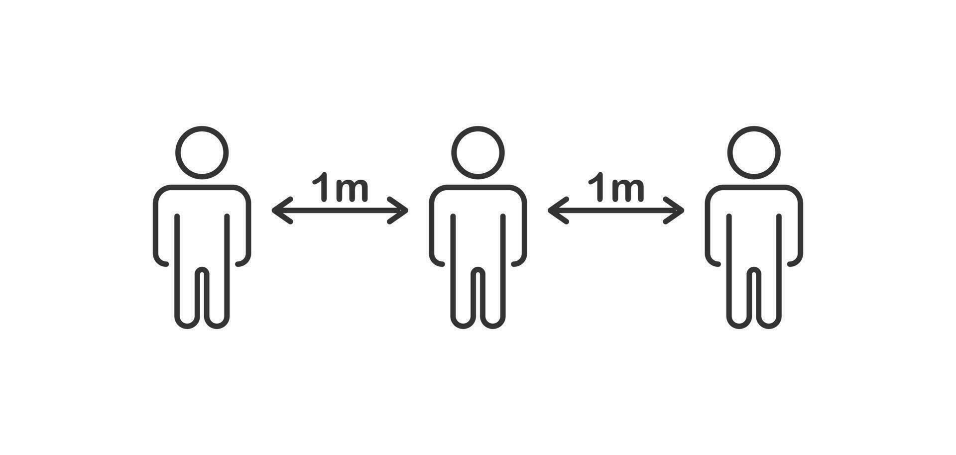 Social Distancing 1m icon. Keep the 1 meter distance vector