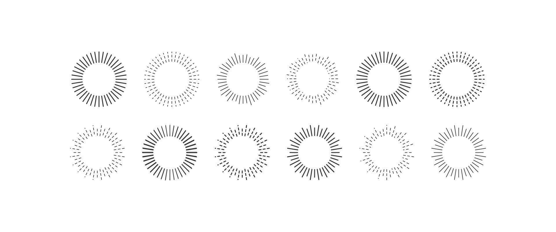 Sunburst icon set. Sunshine vector