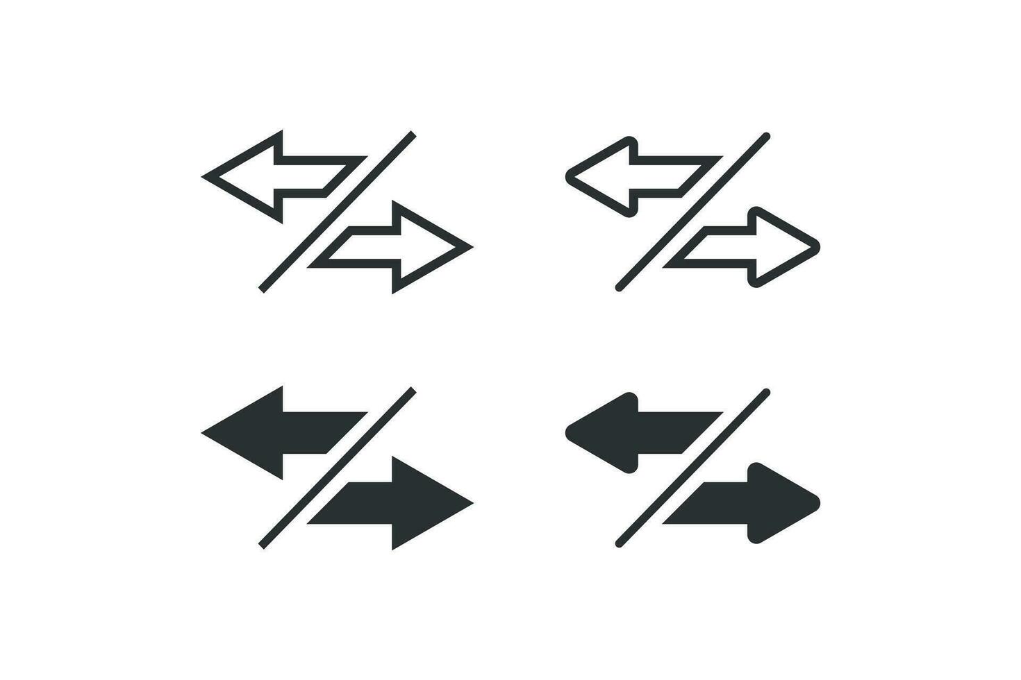 Transfer arrow icon set. Two opposite arrows illustration symbol. Sign exchange arrows vector