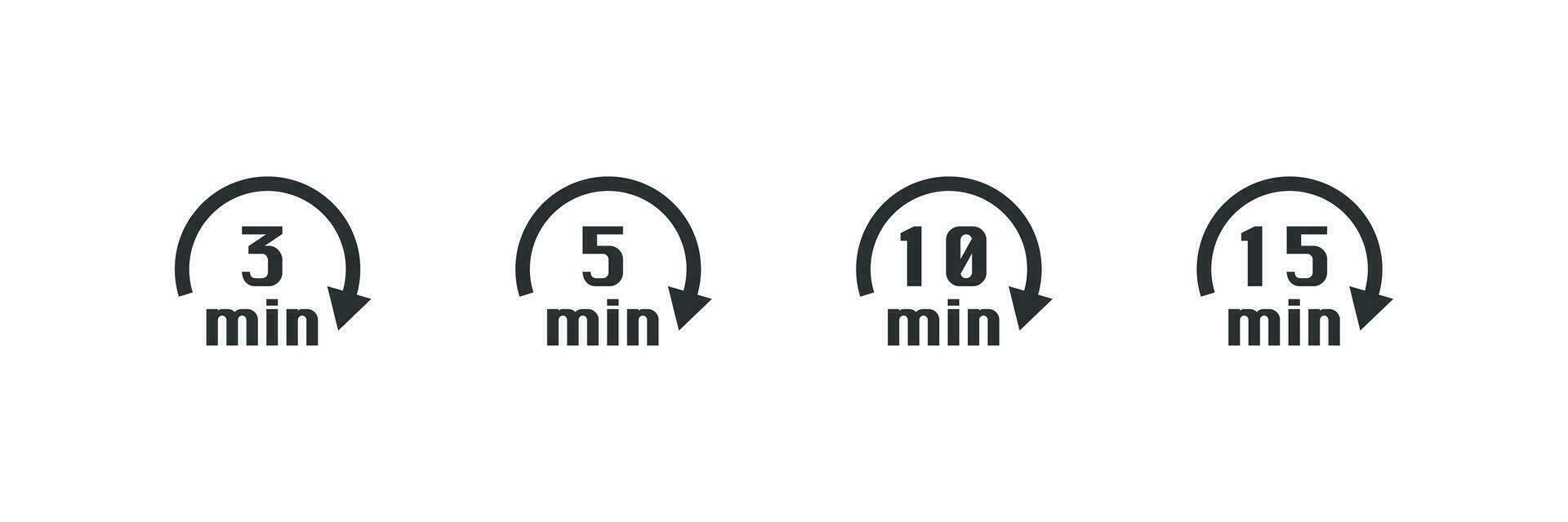 3, 5, 10, 15 minutes information icon. App button vector
