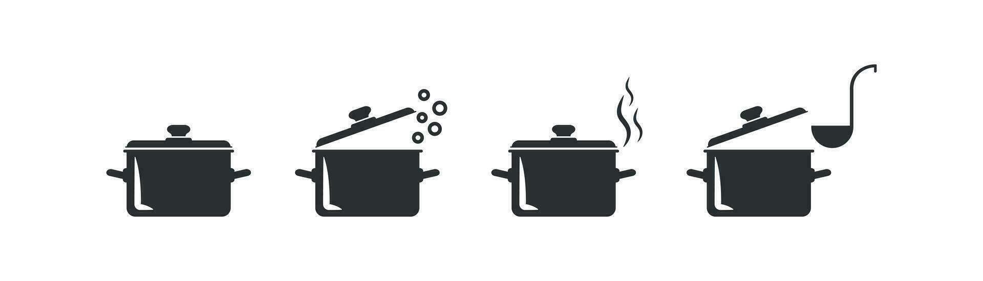 pan icono colocar. cacerola ilustración símbolo. firmar Cocinando maceta vector