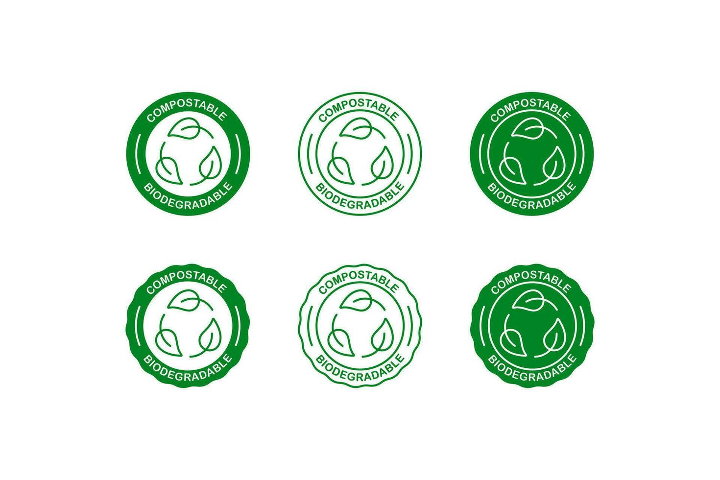 Biodegradable, compostable icon set. Ecological plastic vector