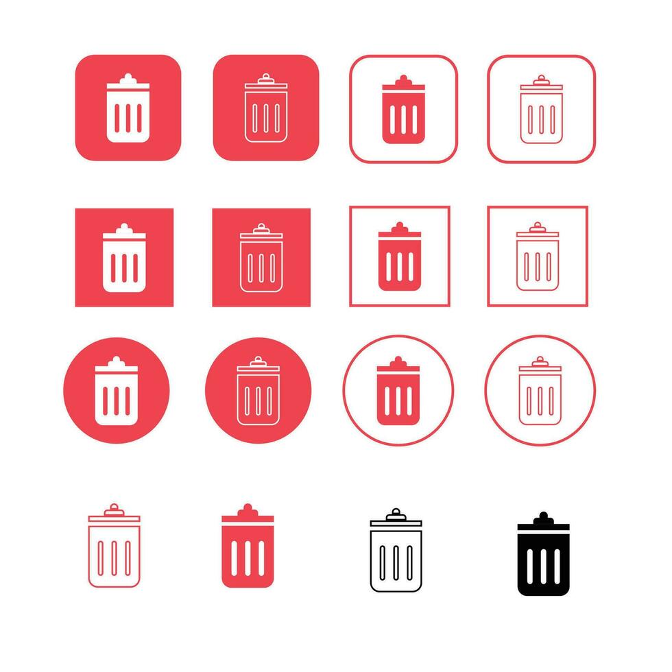 Trash can, bin , recycle, dust,rubbish with different varian icon set vector