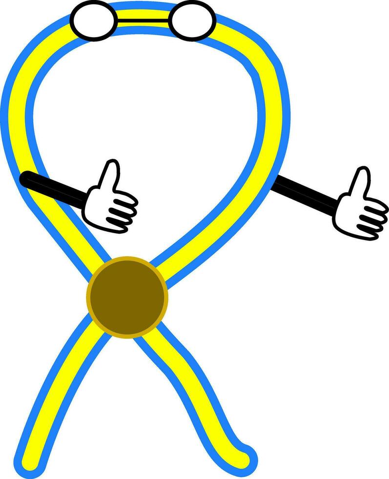 Medal necklake with glasses and two thumb up, cartoon style vector illustration with no background