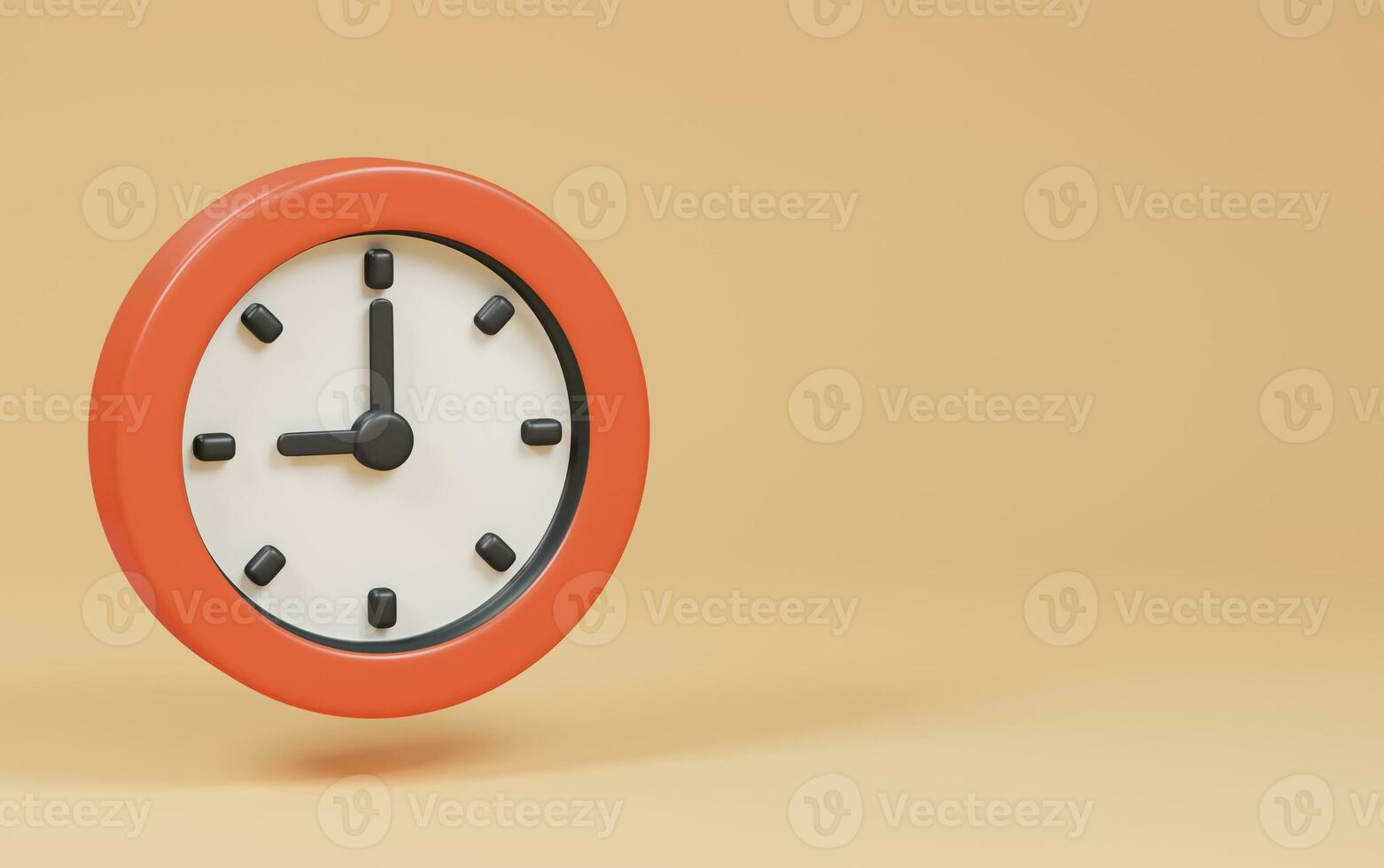 wall clock on cream background. back to school concept. 3d rendering illustration. photo