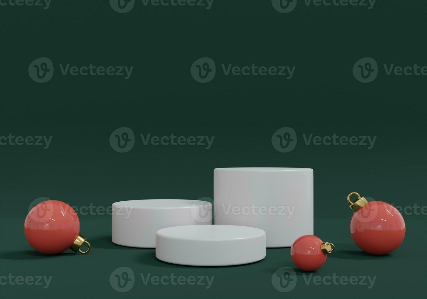 Christmas product podium scene on green background. 3d rendering illustration. photo
