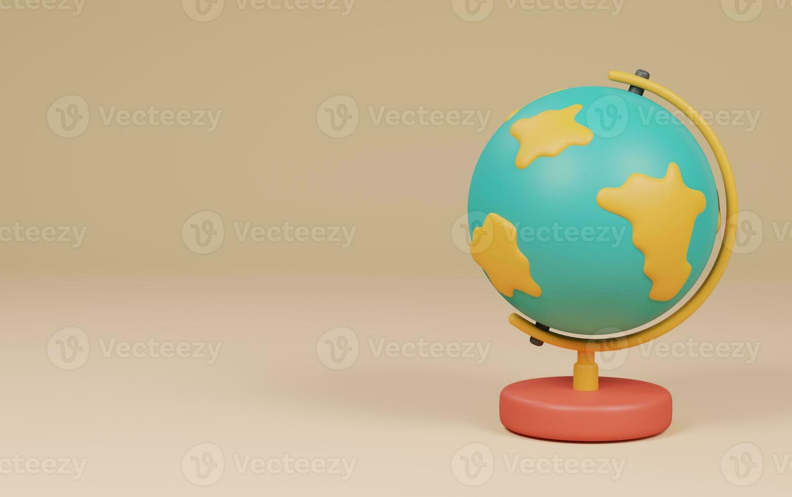 earth globe map on cream background. back to school concept. 3d rendering illustration. photo