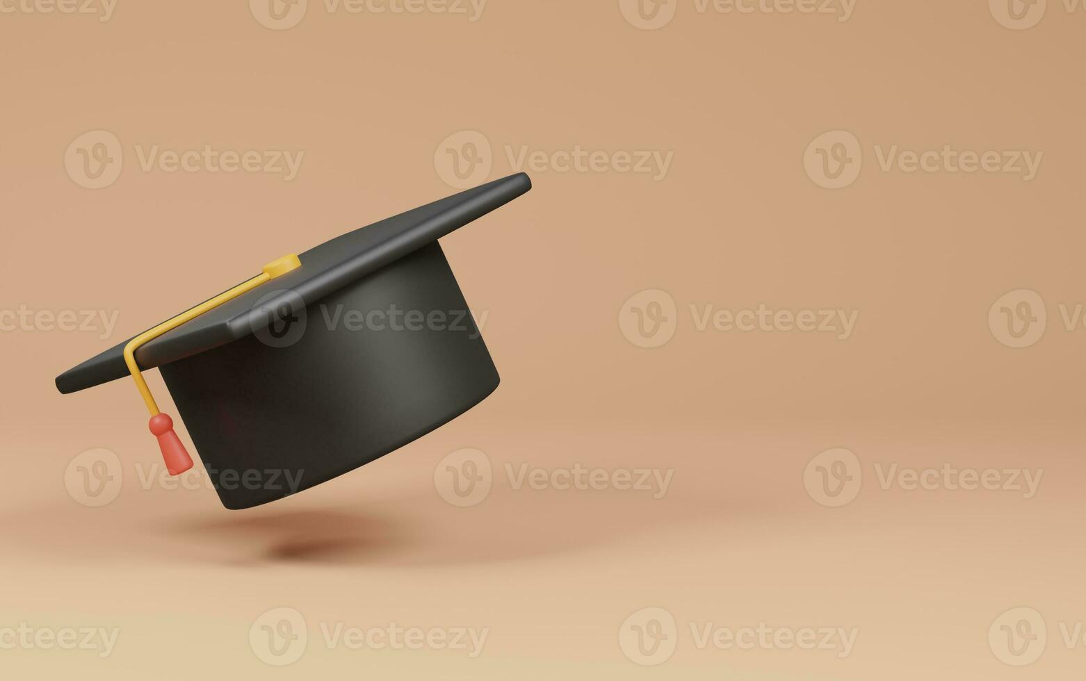 Graduation hat on cream background. back to school concept. 3d rendering illustration. photo