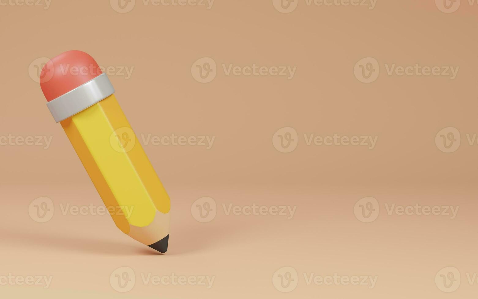 pencil on cream background. back to school concept. 3d rendering illustration. photo