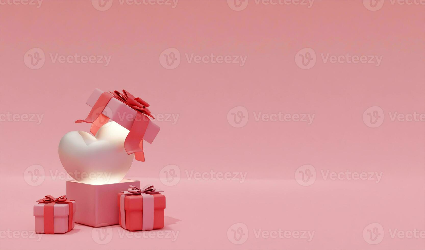 3D rendering background with hearts and gift boxes, suitable for Valentine's Day, weddings, birthdays, etc. photo