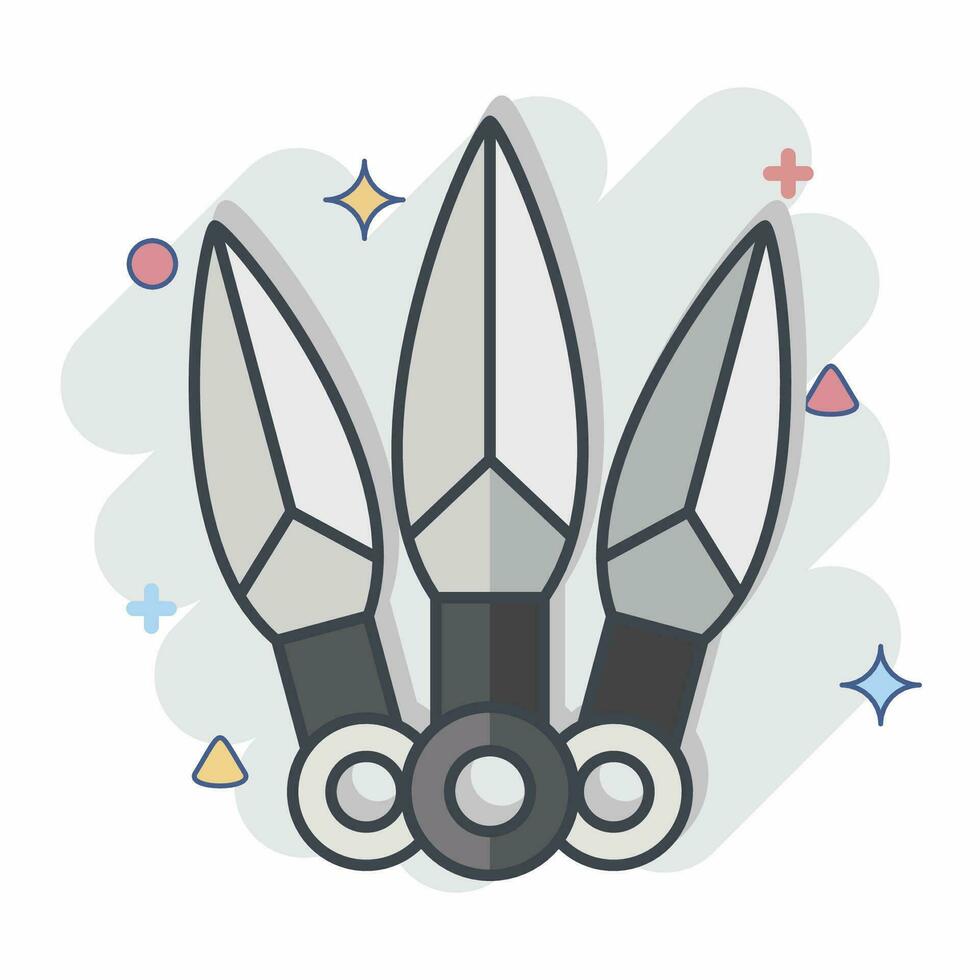 Icon Kunai. related to Ninja symbol. comic style. simple design editable. simple illustration vector