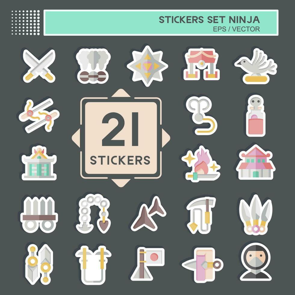 Sticker Set Ninja. related to Japan symbol. simple design editable. simple illustration vector