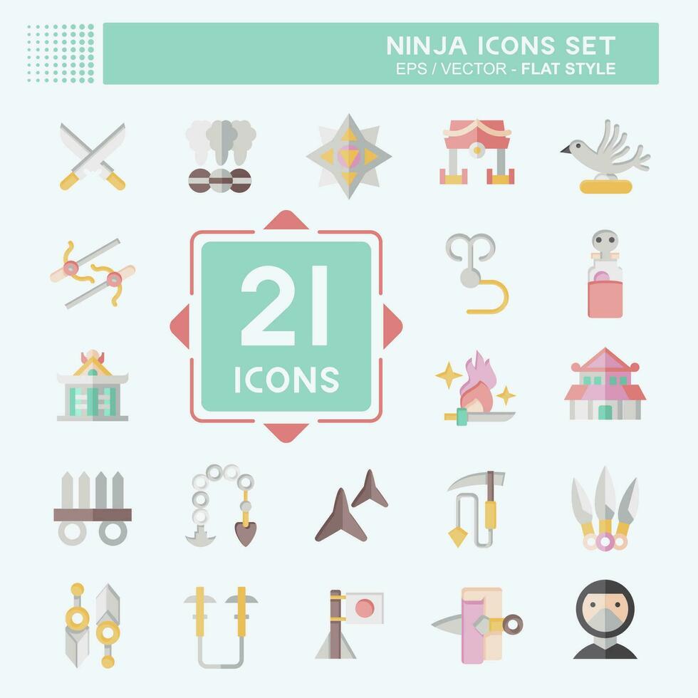 Icon Set Ninja. related to Japan symbol. flat style. simple design editable. simple illustration vector