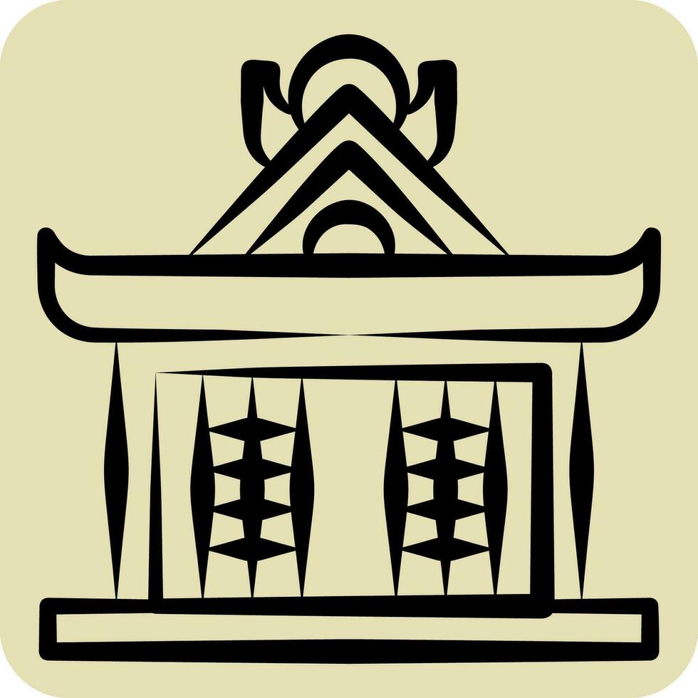 Icon Pavilion. related to Ninja symbol. hand drawn style. simple design editable. simple illustration vector