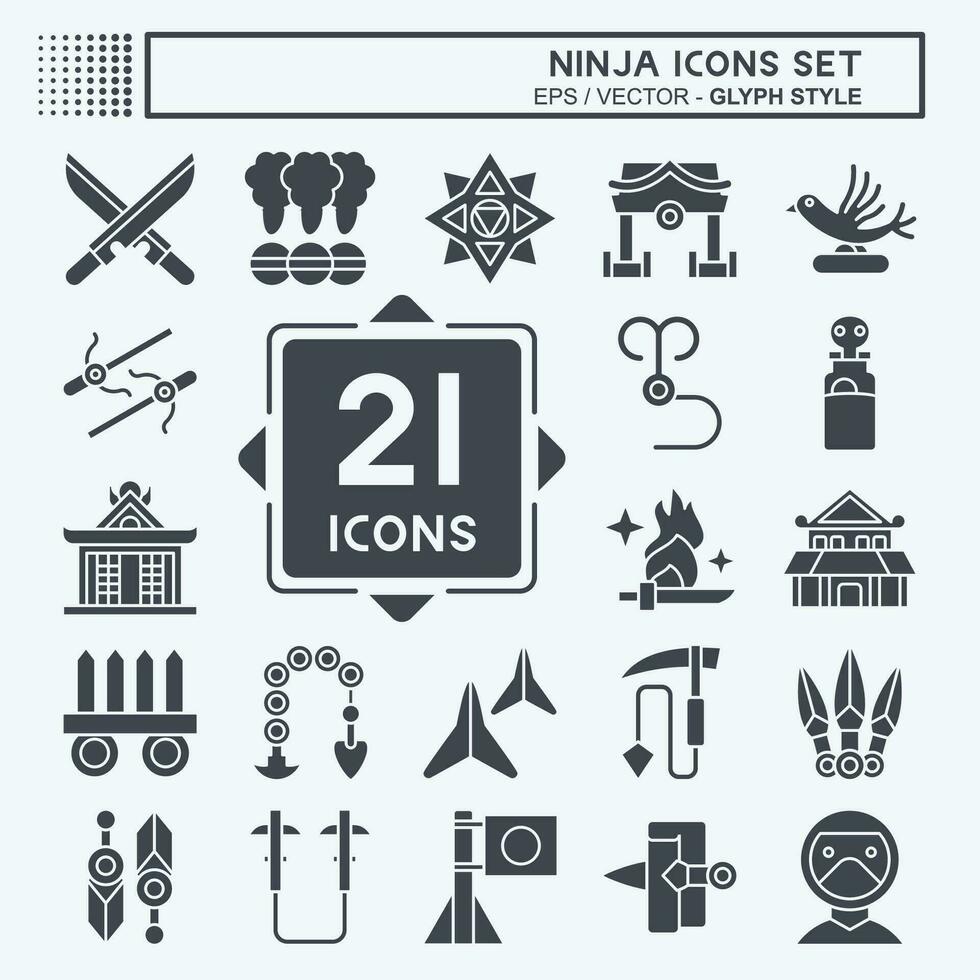 Icon Set Ninja. related to Japan symbol. glyph style. simple design editable. simple illustration vector