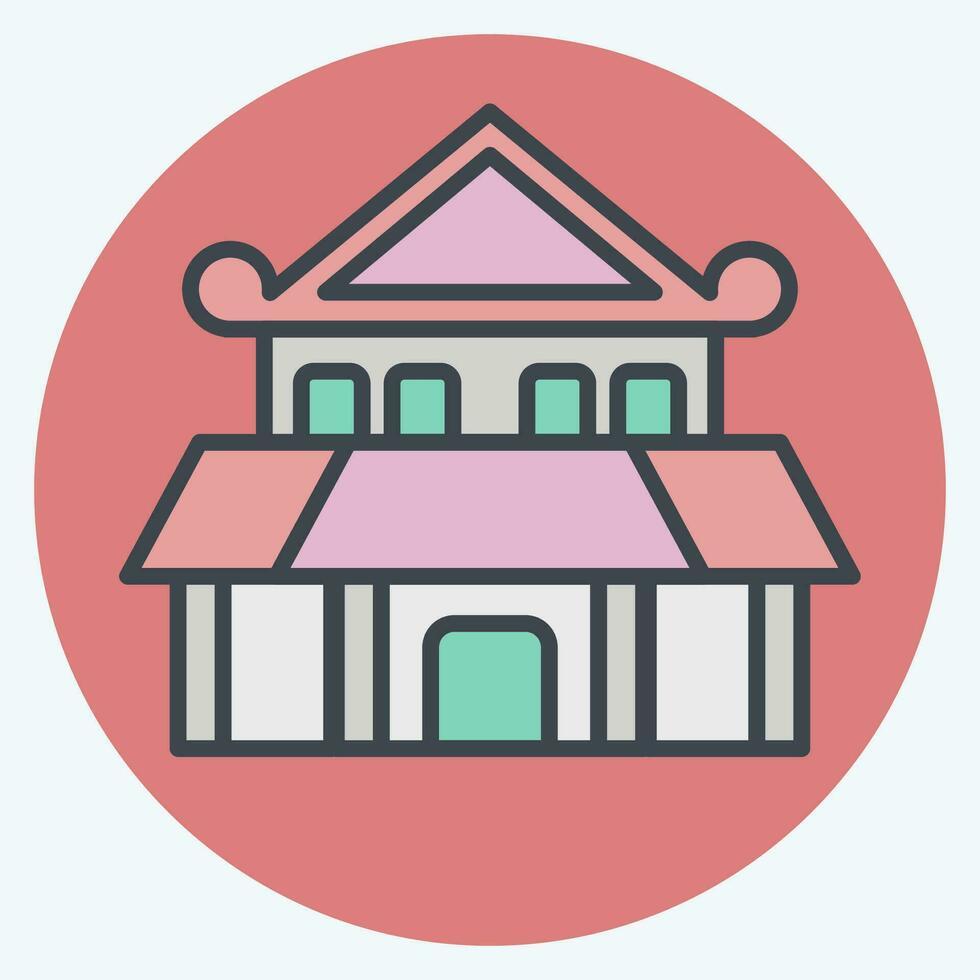 Icon Ninja House. related to Ninja symbol. color mate style. simple design editable. simple illustration vector
