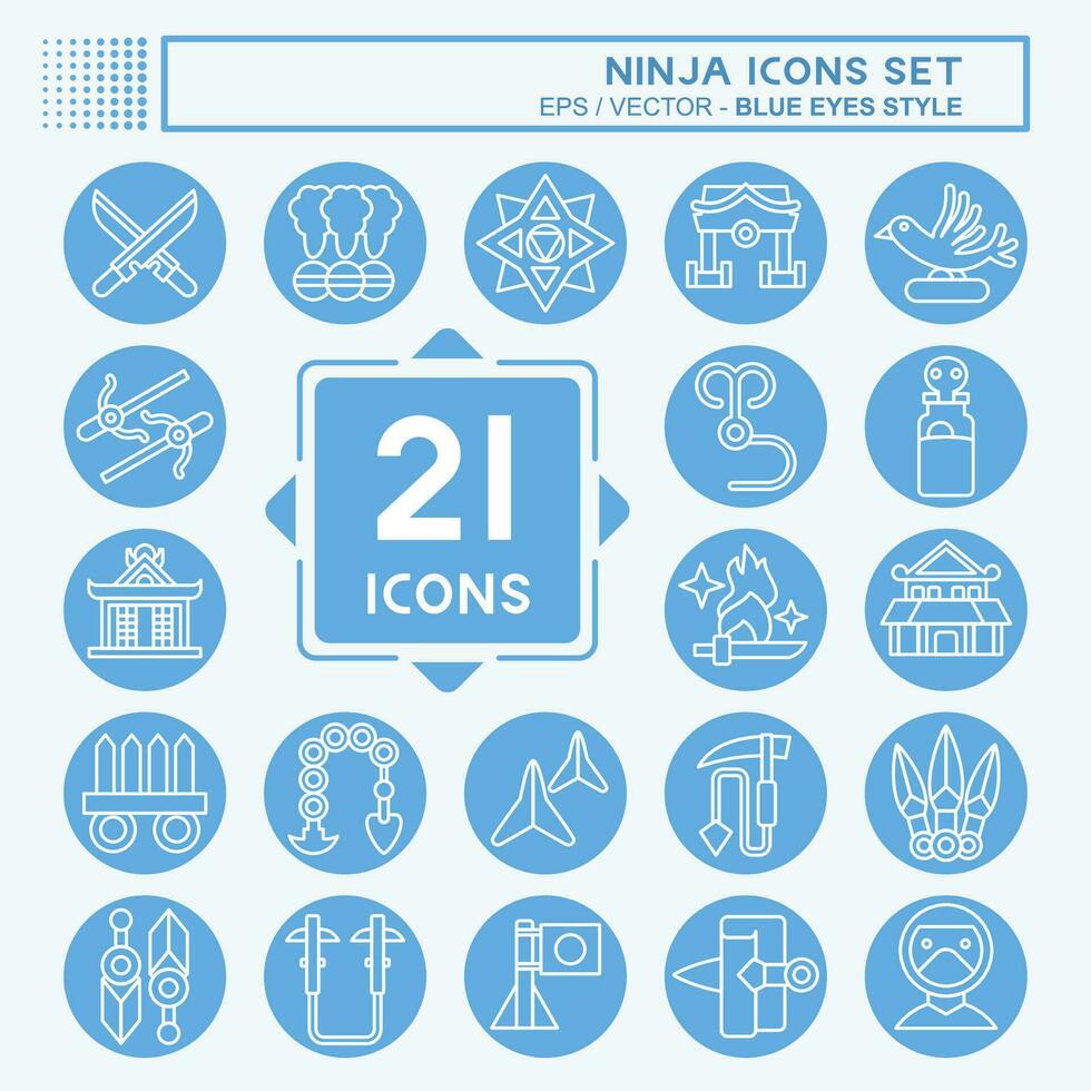 Icon Set Ninja. related to Japan symbol. blue eyes style. simple design editable. simple illustration vector