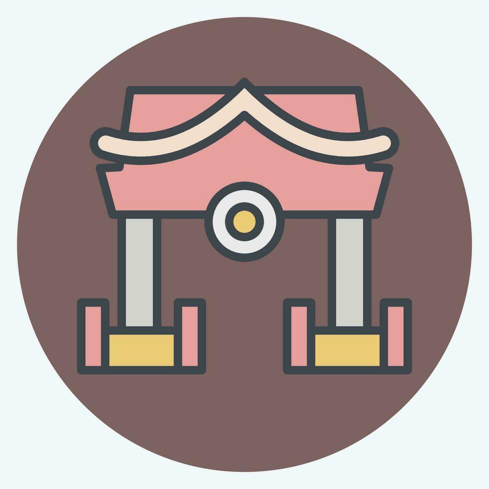 Icon Shrine. related to Ninja symbol. color mate style. simple design editable. simple illustration vector