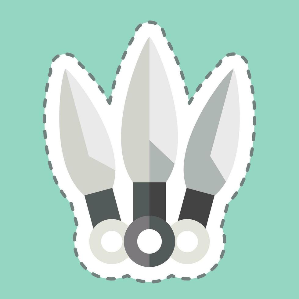 Sticker line cut Kunai. related to Ninja symbol. simple design editable. simple illustration vector