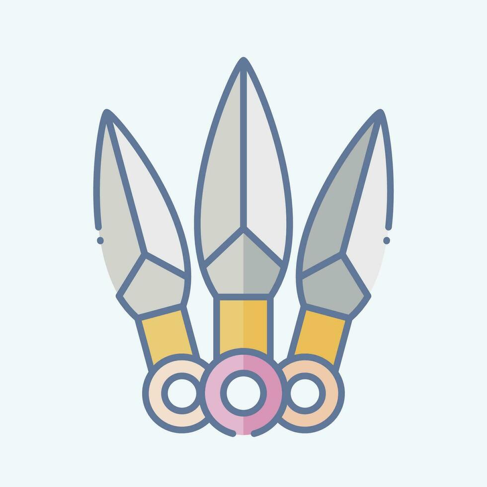 Icon Kunai. related to Ninja symbol. doodle style. simple design editable. simple illustration vector