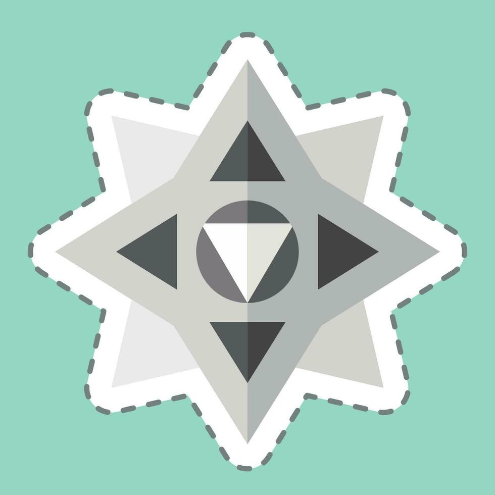 Sticker line cut Shuriken. related to Ninja symbol. simple design editable. simple illustration vector