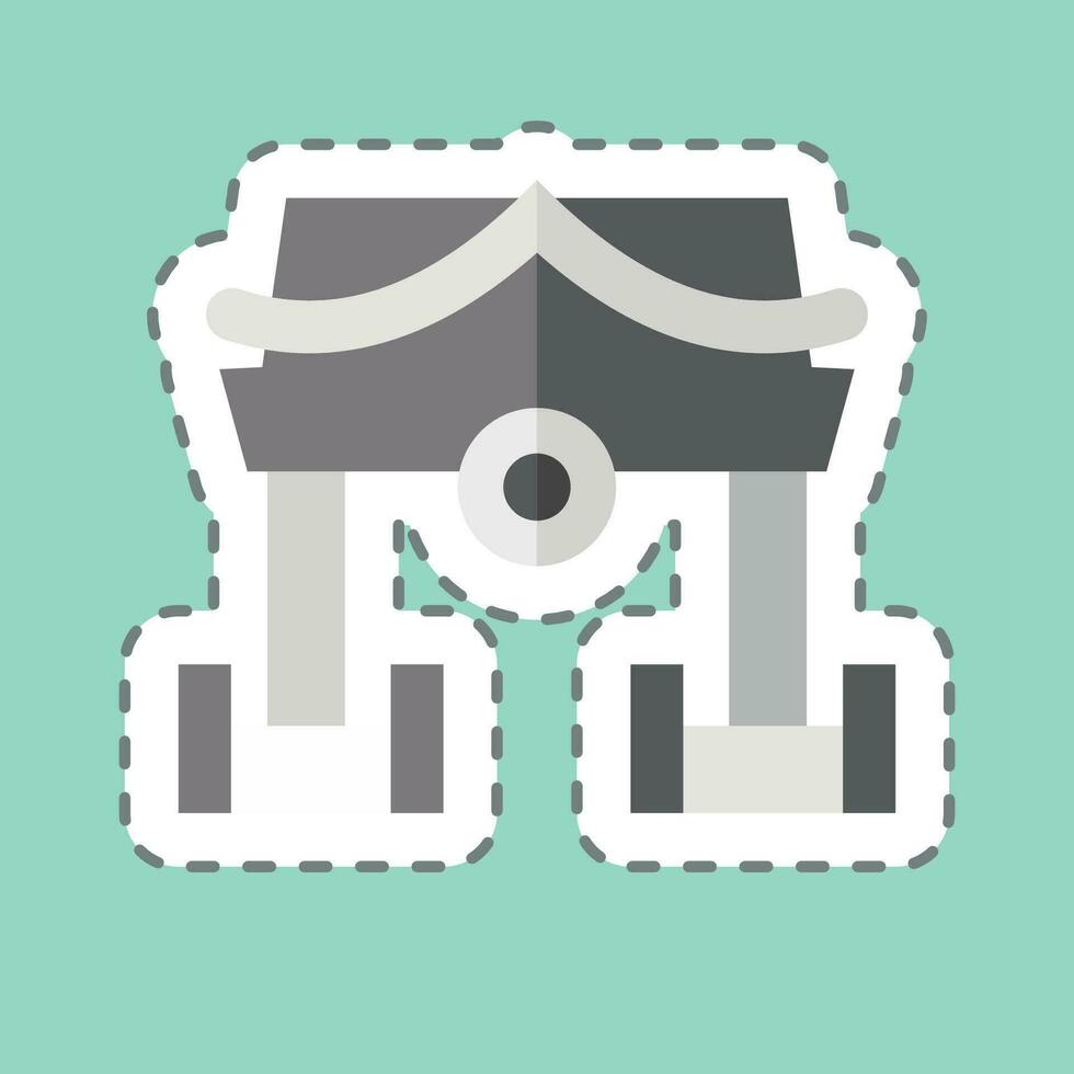 Sticker line cut Shrine. related to Ninja symbol. simple design editable. simple illustration vector