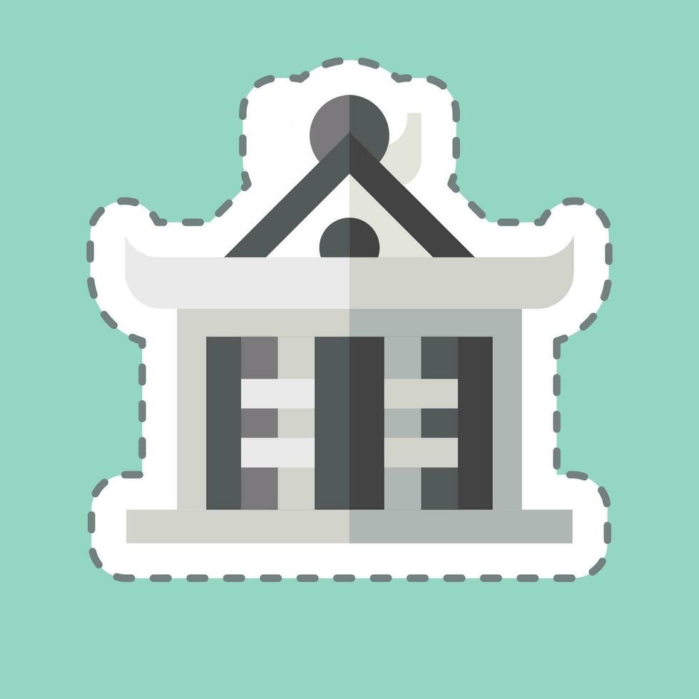 Sticker line cut Pavilion. related to Ninja symbol. simple design editable. simple illustration vector