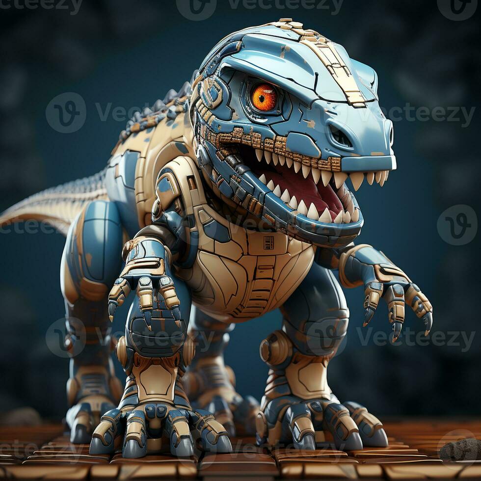 AI generated 3D cartoon Tyrannosaurus Rex robot photo