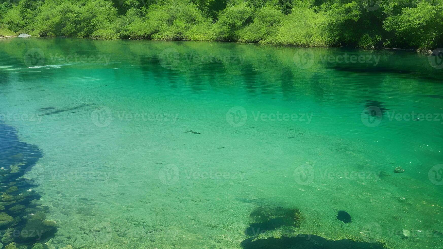 AI generated Serenity in Nature, Crystal-Clear Waters Reveal Submerged Secrets .Ai Generated photo