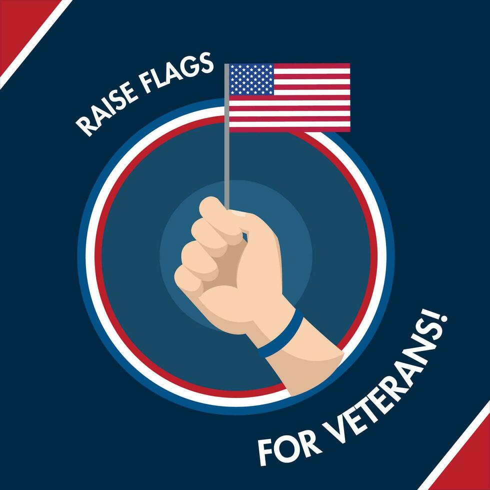 mano participación el bandera de Estados Unidos contento veteranos día póster vector ilustración