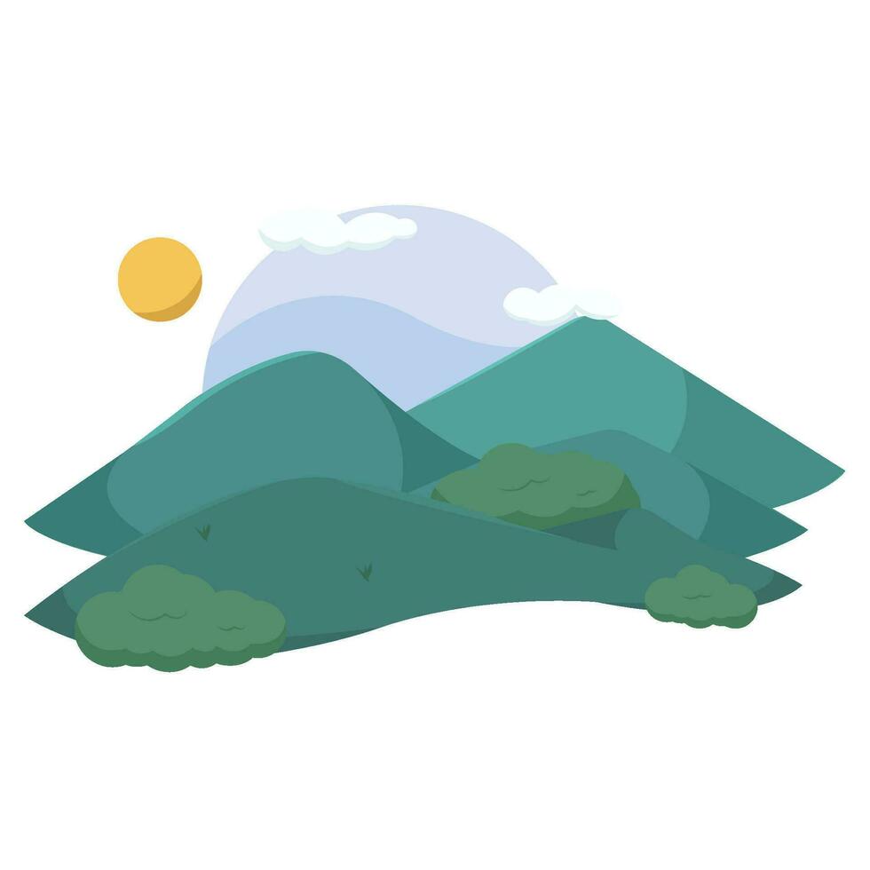 Isolated cold natural landscape with hills and trees Vector illustration