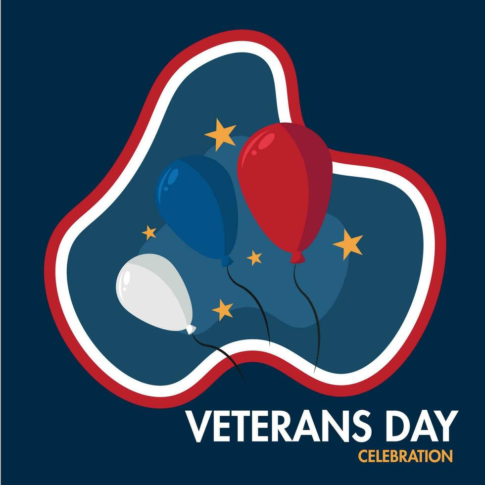 Colored balloons and star shapes Happy veterans day template Vector illustration