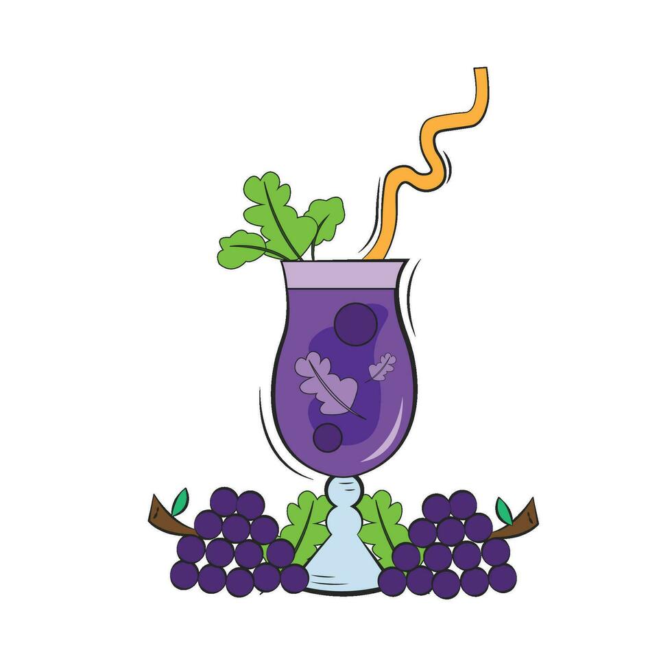 Isolated tropical cocktail with grapes and leaves Vector