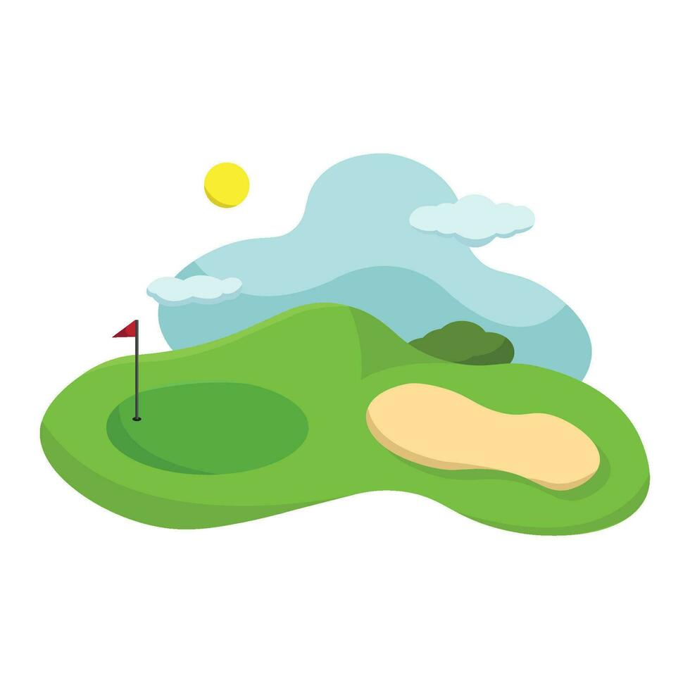 aislado naturaleza paisaje con un golf campo vector ilustración