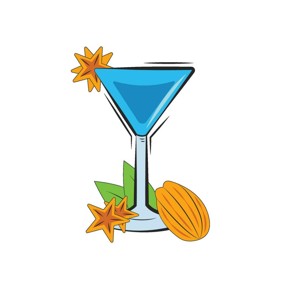 Isolated tropical cocktail with pitaya and leaves Vector