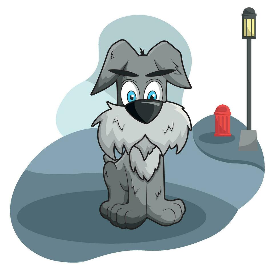 Isolated happy cute dog on a city street Vector illustration