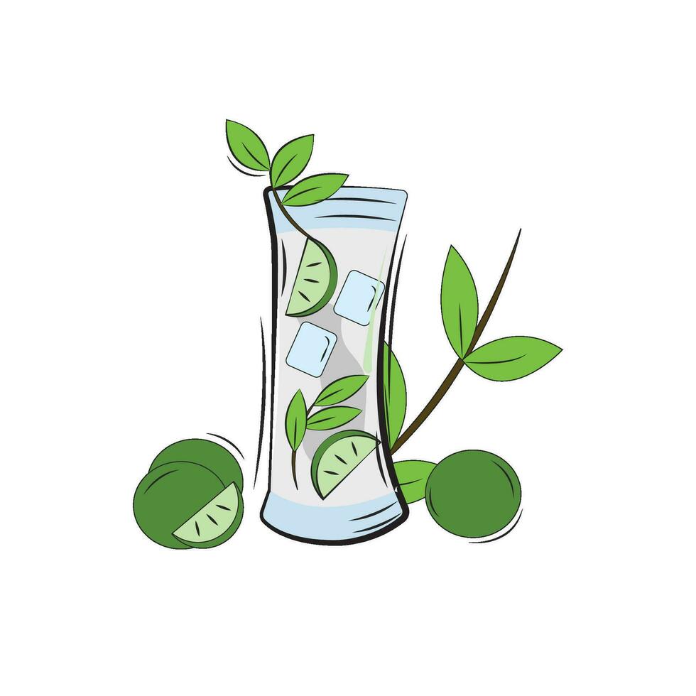 Isolated summer cocktail with lemons and leaves Vector