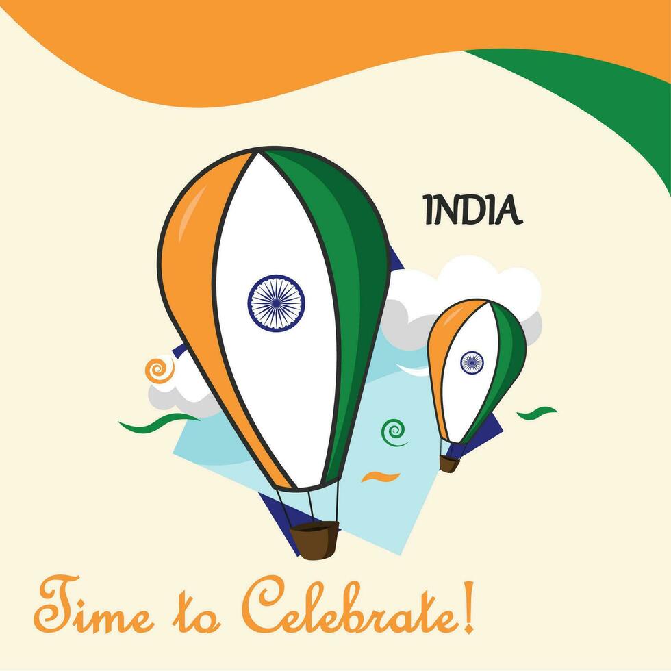 Happy India independence day poster with air balloons Vector