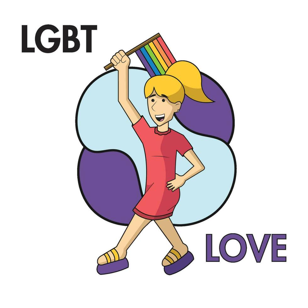 Isolated transgender person holding a lgbt flag pride day icon Vector