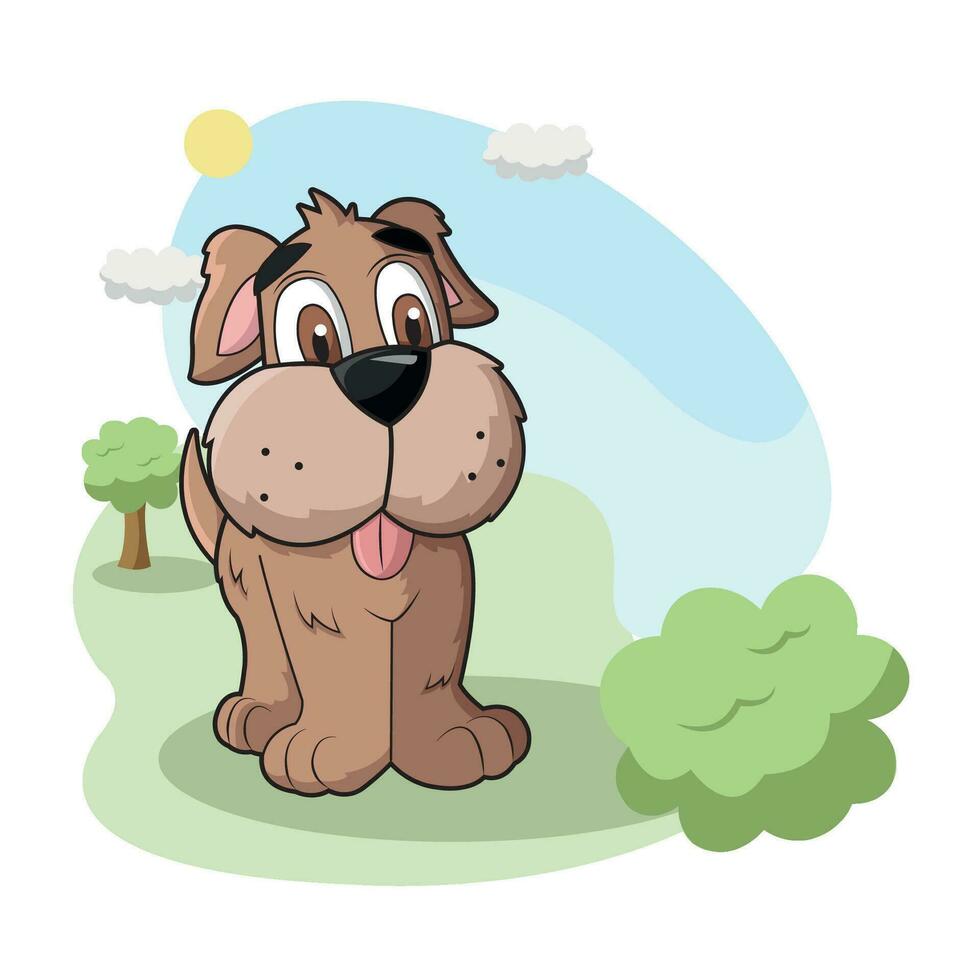 Isolated happy dog character on a park Vector illustration