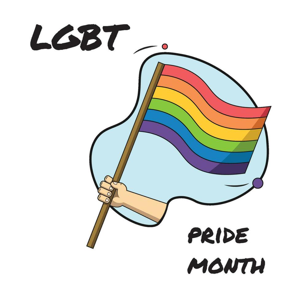 Isolated hand holding a lgbt flag Pride day icon Vector