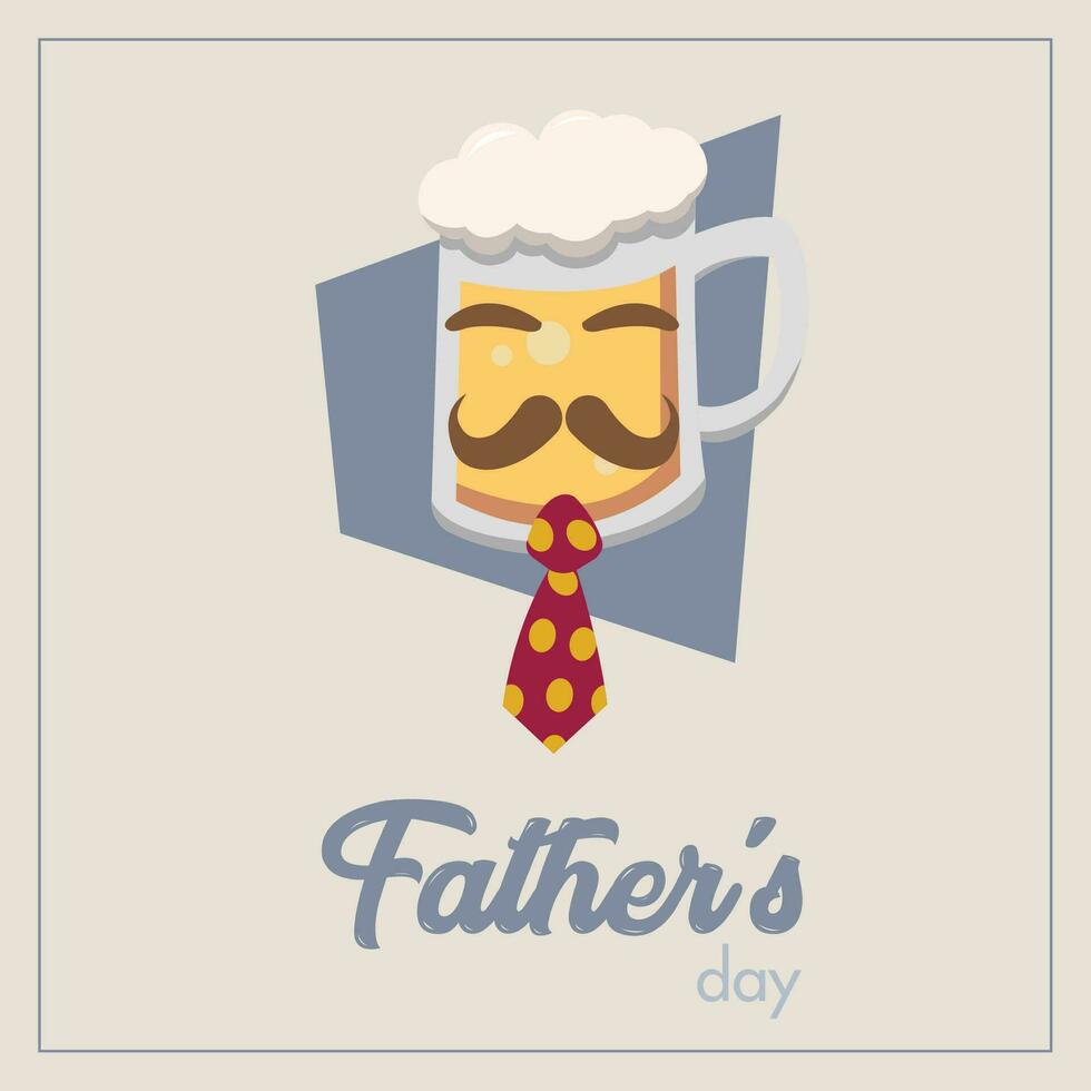 Hipster beer character with mustache Father day template Vector illustration