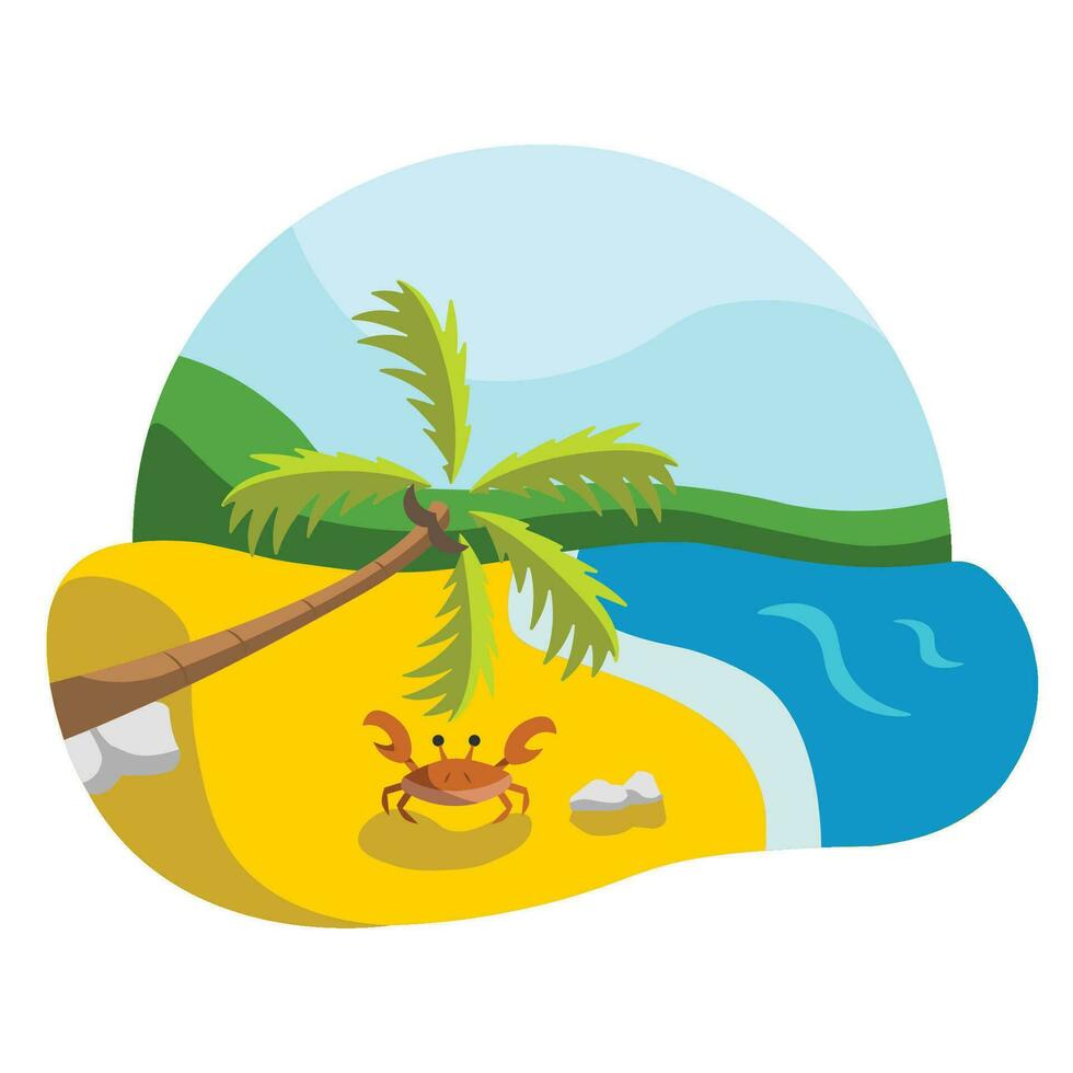 aislado verano mar paisaje con palma arboles vector ilustración