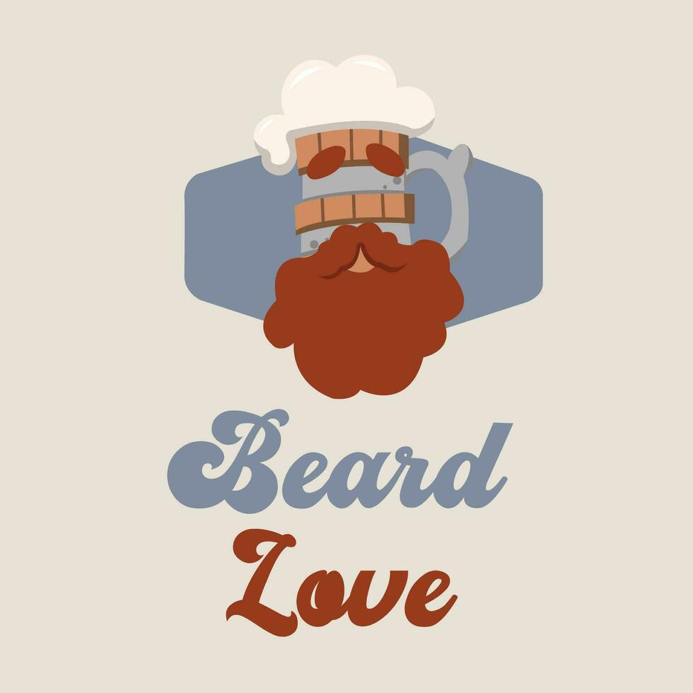 Hipster beer character with mustache Father day template Vector illustration