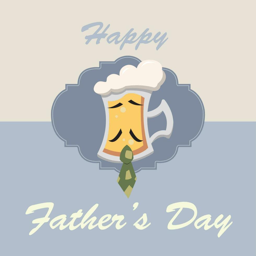 Hipster beer character with mustache Father day template Vector illustration