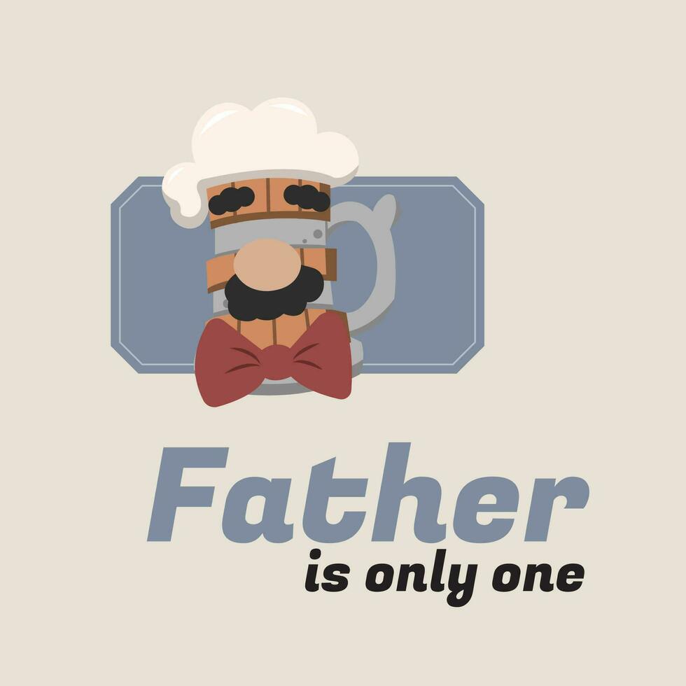 Hipster beer character with mustache Father day template Vector illustration