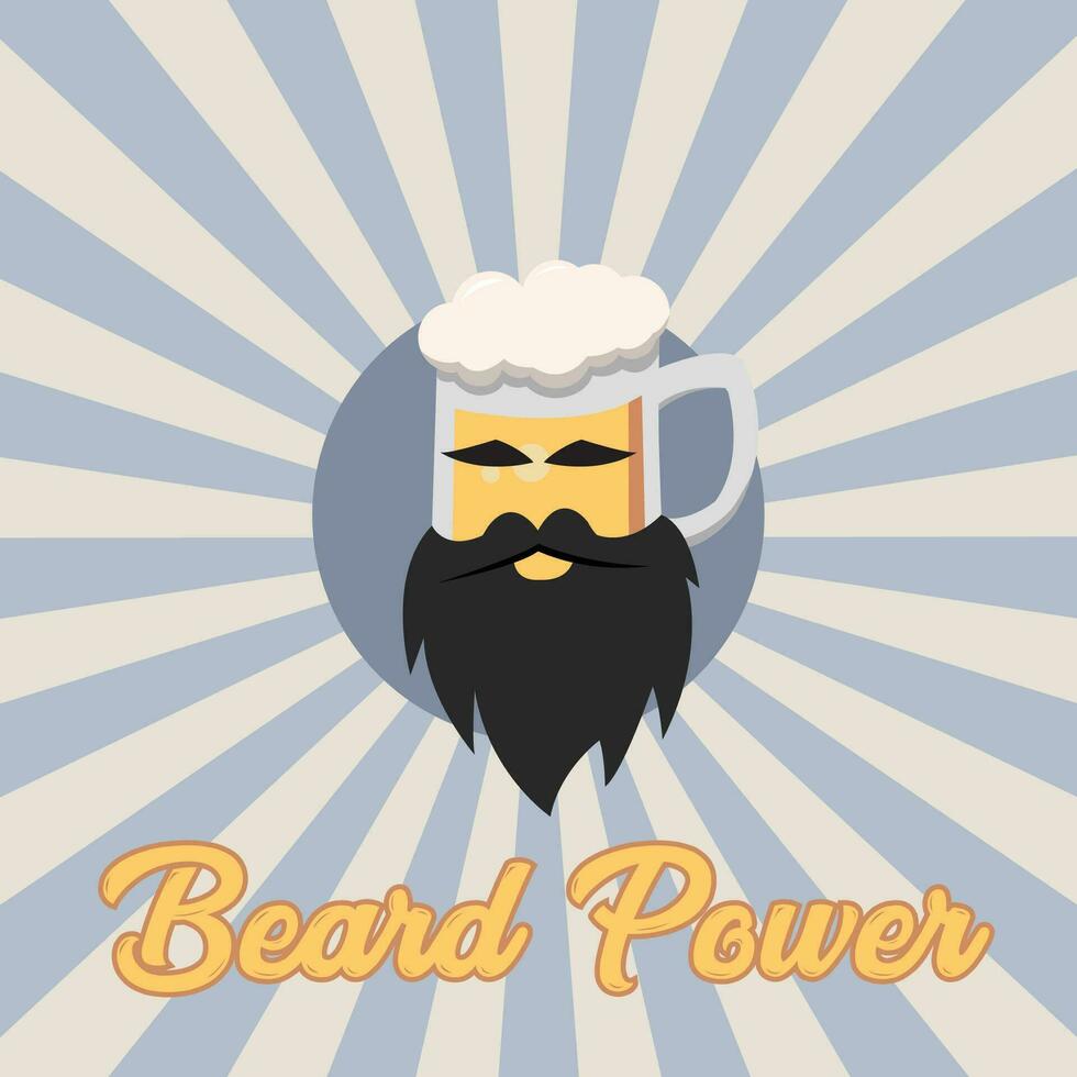 Hipster beer character with mustache Father day template Vector illustration